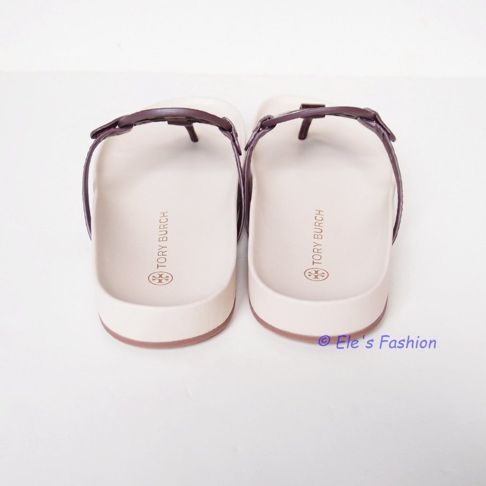 ❤️ NIB Tory Burch Miller Cloud Leather Sandal Cream PLUM US 7 7.5 8.5 9 9.5 AUTH - Picture 15 of 16